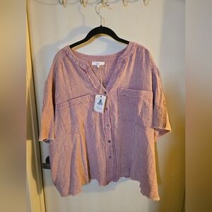 Easel Dusty Pink Button-Down Shirt